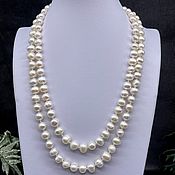 Работы для детей, handmade. Livemaster - original item Long beads for women made of pearls large white pearls. Handmade.