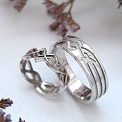 Свадебный салон handmade. Livemaster - original item Paired Wedding Rings Silver with Red Stone (Ob33). Handmade.