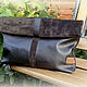 Chocolate clutch leather suede, Clutches, Vilnius,  Фото №1