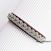 Скандинавский плетеный браслет-намотка из серебряной нити Wilma