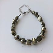 Necklace the beads of natural hematite stone long and short stones beads
