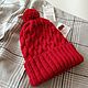 Шапка женская красная вязаная со съемным помпоном. Шапки. ArtKnitDesign Свитера Уизли. Ярмарка Мастеров.  Фото №5