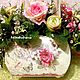 "Розы Прованса" интерьерная композиция в металлическом кашпо-сумке. Композиции. Galina Bushueva Флористика (GalinaBushu). Ярмарка Мастеров.  Фото №6
