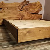 Для дома и интерьера handmade. Livemaster - original item Floating effect bed with headboard made of solid elmwood. Handmade.