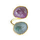 Quartz ring, gold ring with two stones, mint lilac. Rings. Irina Moro. Online shopping on My Livemaster.  Фото №2
