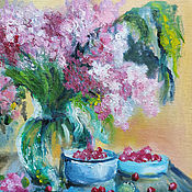Картины и панно handmade. Livemaster - original item Painting lilac in a vase 