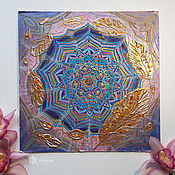 Flower of life print on canvas with amber