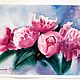 Order Pink flowers picture with large peonies. Painting in the living room watercolor. Olga Ermakova art. Livemaster. . Pictures Фото №3