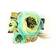 Brooch, handmade flowers, fabric, leather, Morning Turquoise. Brooches. ms. Decorator. Online shopping on My Livemaster.  Фото №2