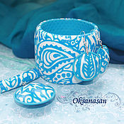Украшения handmade. Livemaster - original item Bracelet, earring, pendant, set "Blue gzhel". Handmade.