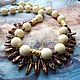 Necklace 'Caramel chiffon' (pearl-Biwa, gemstone cabochons, synthetic coral), Necklace, Moscow,  Фото №1