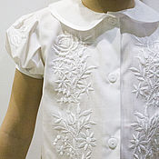 Туника вышитая для девочки Блузка сорочка белая из хлопка Вышиванка