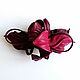 Automatic hairpin made of Foxberry leather wine pink burgundy, Hairpins, Moscow,  Фото №1