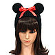 Headband with Minnie mouse ears, knitted for hair black, Bandage, Orenburg,  Фото №1