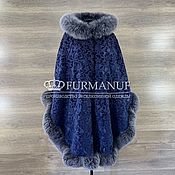 Одежда handmade. Livemaster - original item Velvet poncho with natural arctic fox fur. Handmade.