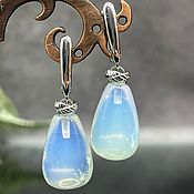 Украшения handmade. Livemaster - original item Drop earrings made of moonstone stones. Blue Pendant Earrings. Handmade.