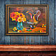Painting still life copper jug and flowers 'Jug of love'. Pictures. Art-terapiya Iriny Churinoj (irina-churina). Интернет-магазин Ярмарка Мастеров.  Фото №2