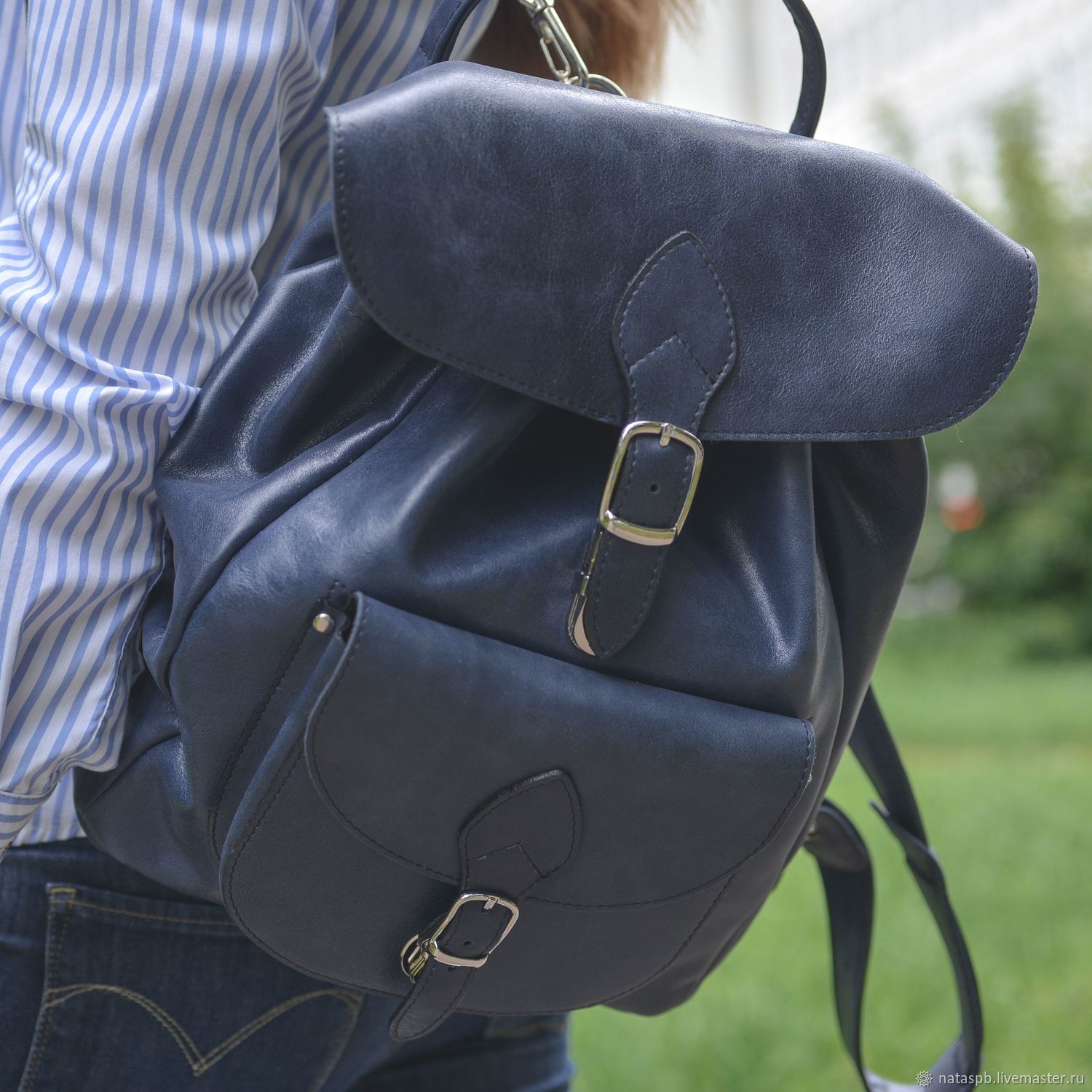 female leather backpack