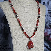 Украшения handmade. Livemaster - original item Necklace with a stone pendant (Jasper, agate, coral). Handmade.