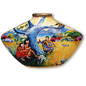 Для дома и интерьера handmade. Livemaster - original item Vase hand painted. In explanation of Gauguin. Handmade.