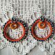 Orange hoop earrings, large earrings, bright earrings, Congo earrings, Barnaul,  Фото №1
