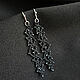Long Black earrings, Gothic Lace Frivolite Earrings, Earrings, Krasnogorsk,  Фото №1