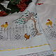 Полотенце рушник льняной с вышивкой Утро в деревне, Полотенца, Кострома,  Фото №1