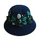Blue hat with roses EMERALD STORY. Hats1. Juliya Laborera. Online shopping on My Livemaster.  Фото №2