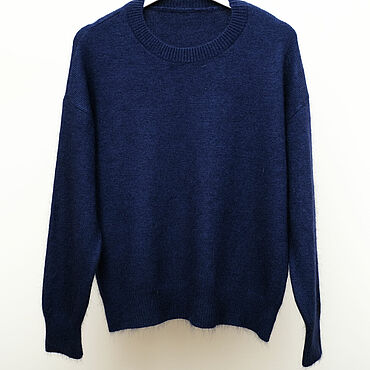 Винтаж ручной работы. Ярмарка Мастеров - ручная работа Винтаж: First Class.Navy Blue.Пушистый джемпер из ангоры, 75% пух кролика!. Handmade.