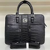 Сумки и аксессуары handmade. Livemaster - original item Men`s briefcase bag made of crocodile leather, in black color.. Handmade.