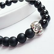 Украшения handmade. Livemaster - original item Boxing bracelet, agate, silver.. Handmade.