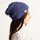 Beanie hat made of hemp, blue #102, Caps, Nizhny Novgorod,  Фото №1
