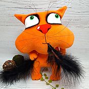 Мягкая игрушка плюшевый рыжий кот Матрос в бескозырке