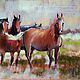 Painting with horses Pastel (brown grey green). Pictures. Pastelena. My Livemaster. Фото №6