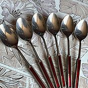 Винтаж handmade. Livemaster - original item Spoons 6 pcs., nickel, silver, enamel, Europe. Handmade.