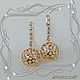 Earrings 'Openwork BALL' gold 585, Swarovski crystals, Earrings, St. Petersburg,  Фото №1