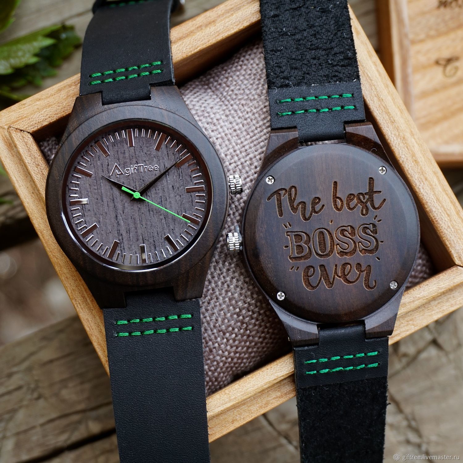 Деревянные наручные часы мужские с гравировкой 44 мм в интернет-магазине Ярмарка Мастеров по цене 3890 ₽ – M9M3QRU