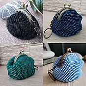 Cosmetic bag, handbag,purse, coin holder made of beads green