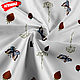 Ткань сатин Зонтики бабочки землянички белая с дизайнерским принтом, Ткани, Москва,  Фото №1