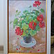 Oil painting 'Geraniums' bouquet, flowers, red, green. Pictures. Art with love (anng). My Livemaster. Фото №4