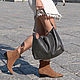 Bag shoulder bag made of chocolate brown leather with shoulder strap, Sacks, Moscow,  Фото №1