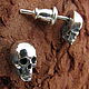 Серьги-пусеты Черепа маленькие, skull, череп, гвоздики, Серьги-пусеты, Москва,  Фото №1
