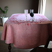 Для дома и интерьера handmade. Livemaster - original item Linen oval tablecloth with hand embroidery Grapes.. Handmade.