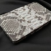 Сумки и аксессуары handmade. Livemaster - original item Python leather passport cover grey leather cover. Handmade.