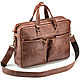 Leather business bag 'the hunter' (light brown). Classic Bag. Russian leather Guild. My Livemaster. Фото №4