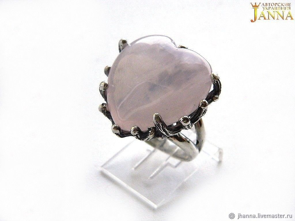 Rose quartz. ' Tenderness of heart' ring with pink quartz, Rings, Volgograd,  Фото №1
