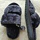 Men's outdoor sheepskin flip-flops'Two stripes', Slippers, Moscow,  Фото №1