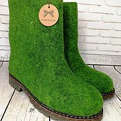 Обувь ручной работы handmade. Livemaster - original item Green felt boots - size 40. Handmade.