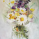 Wildflowers, oil painting on canvas, flowers in a glass vase. Pictures. myfoxyart (MyFoxyArt). Online shopping on My Livemaster.  Фото №2