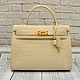 Classic bag made of genuine crocodile leather, in beige color!, Classic Bag, St. Petersburg,  Фото №1